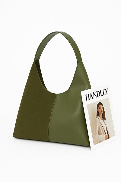 Handley Geantă de umăr cu detaliu din piele intoarsa si piele - Noul sezon