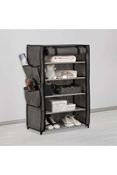 OEM Etajera Textila Gri cu 5 Nivele & Buzunare Exterioare 60 x 30 x 89 cm