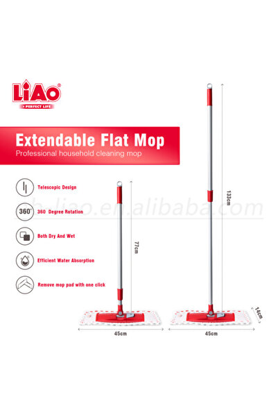 liao L19008 Microfiber Flat Mop 6-Pack – Durable, Absorbent Head, Sturdy Handle for Tiles & Home