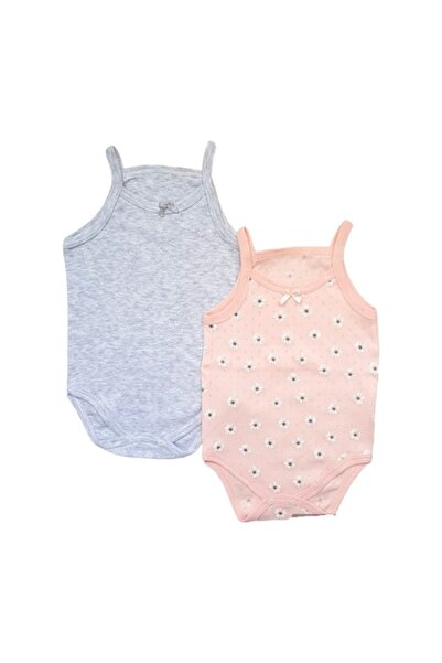 Miniworld Set of 2 girls' tank top bodysuits with thin straps, cotton with embroidery, chamomile flower print