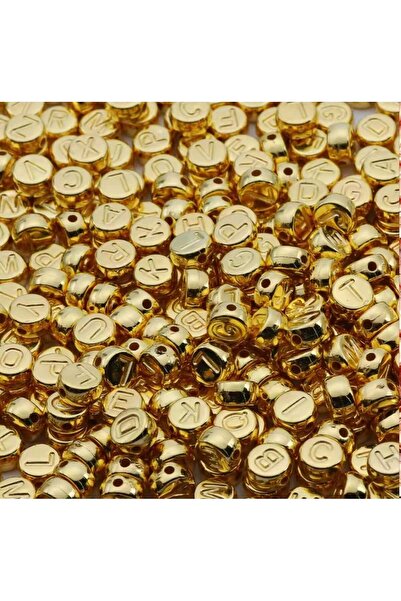 yiğit aksesuar 100 Adet Gold Detay Yassı Harf Boncuk 4*7mm Takı Yapım malzemeleri