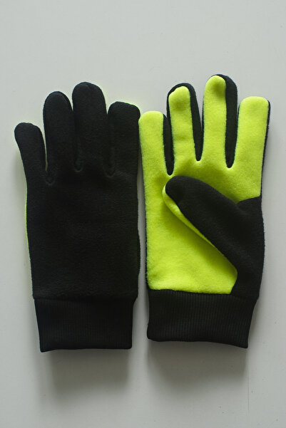 Mrey Unisex Neon Yellow, Black Fleece Gloves Winter Fleece Gloves Thermal, Women Gloves, Men Gloves