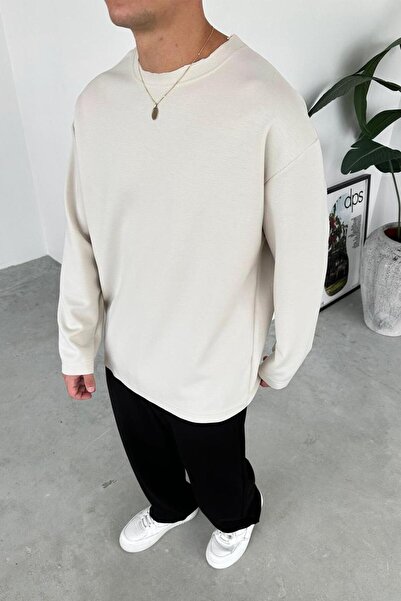 HAFKAGİYİM Μπεζ Premium Basic μακρυμάνικο μπλουζάκι χαλαρό