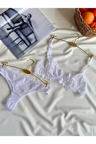 vivalüxlingerie Özel Tasarım Dantel Detaylı Beyaz Sütyen Takım