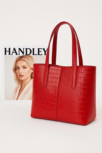 Handley Geantă de umăr cu detalii din piele de crocodil strălucitoare