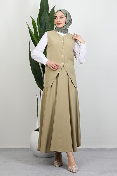 GİYZAMİLA Set vestă și fustă Meyra verde moale