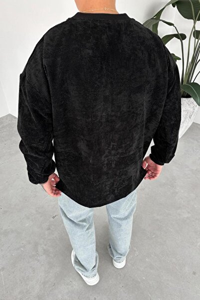 HAFKAGİYİM Black Corduroy Basic Sweat