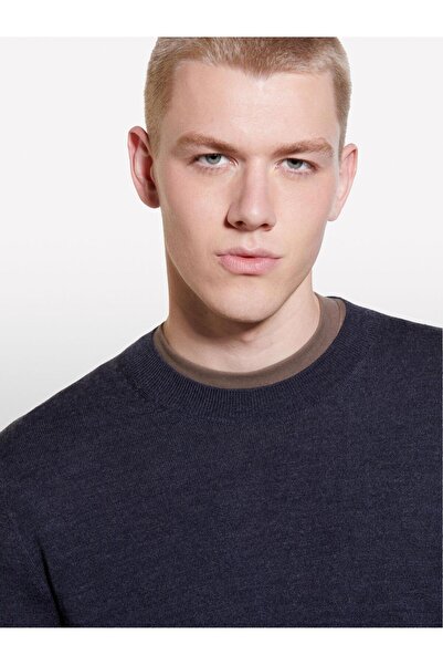 Sisley Ανδρικό πουλόβερ με λαιμόκοψη από μάλλινο μείγμα 324A11BAS100Y-SIS508