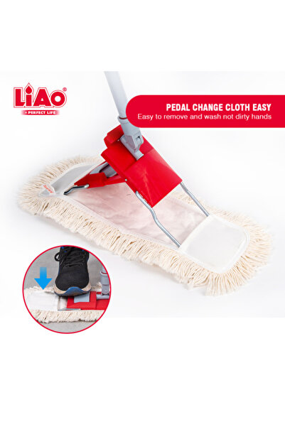 liao A130012 Cotton Mop 3-Pack – 40cm Heavy-Duty Head, Durable Handle, Super Absorbent Cleaner