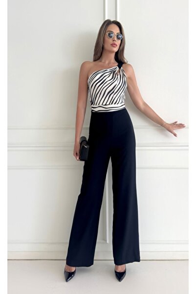 MODA Tek omuz şifon ve kumaş şıklığı tarz bir tulum