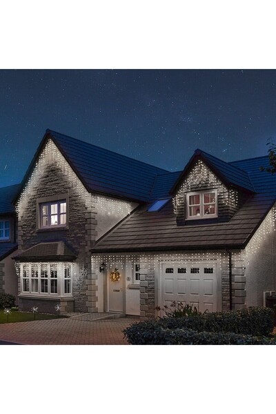 Flippy Instalatie Craciun, 200 m, 4800 Led-uri ,Franjuri, Alb rece, Flash, Al...