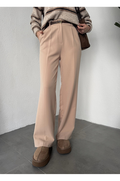 asfamoda Pantaloni Palazzo cu picioare largi, cu talie înaltă, cu pliuri, din...