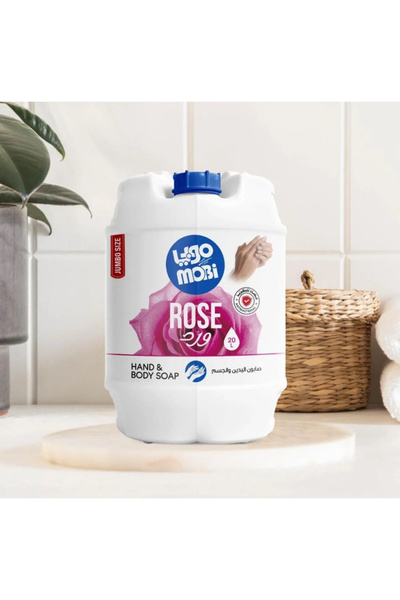 MOBI صابون موبي سائل للأيدي و الجسم مضاد للبكتريا برائحة ورد 20 لتراً