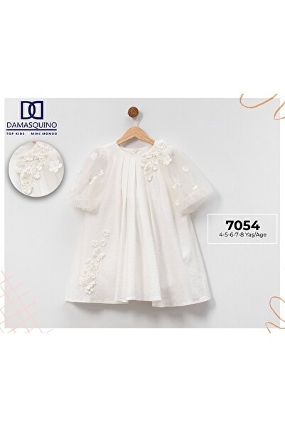 Top Kids Bella White Girls Dress - Luxurious Floral Design
