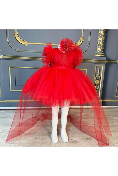 Star Kids Rochie tutu roșie pentru fetiță, rochie de seară roșie pentru fetiță