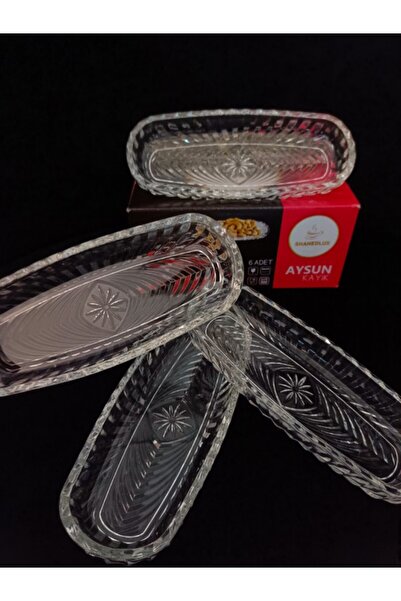 Glas 6'lı Sunum Tabağı çerezlik & kahvaltılık oval tabak