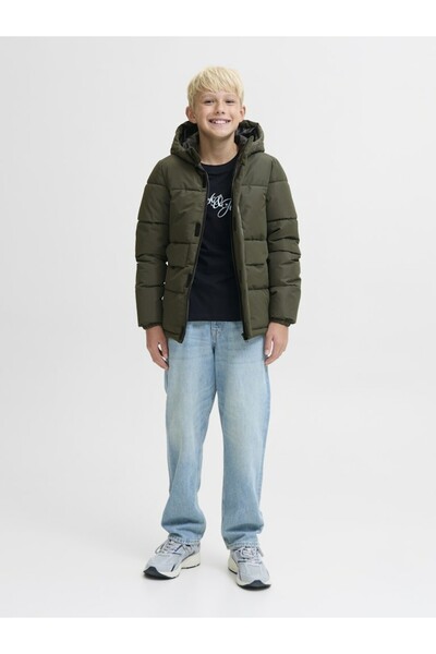 Jack & Jones Boy's Green Jcospeed Puffer Sn Jnr Coat 12246122-Duffelbag