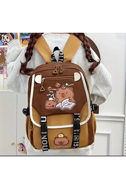 SANRIO Kahverengi Capybara Büyük Boy Okul Cantasi