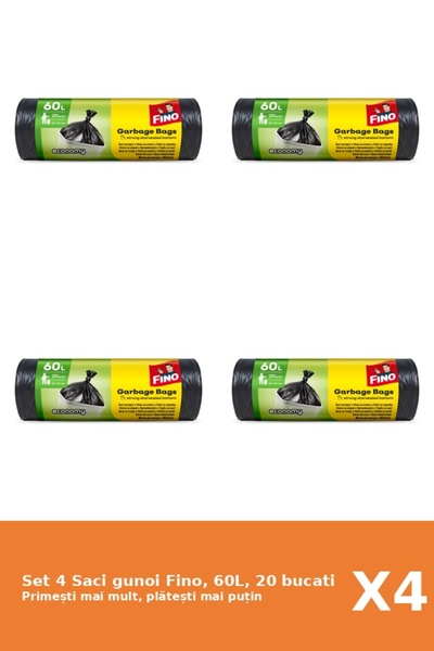 Fino Set 4 Saci gunoi Fino, 60L, 20 bucati