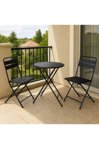 Al Saada Home Featured Tea Table Set - 2 Chairs - Black