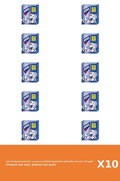 Aroxol Set 10 Aparat electric cu rezerva lichida impotriva tantarilor Aroxol, 45 nopti