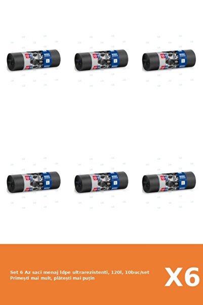 Az Set 6 saci menaj ldpe ultrarezistenti, 120l, 10buc/set