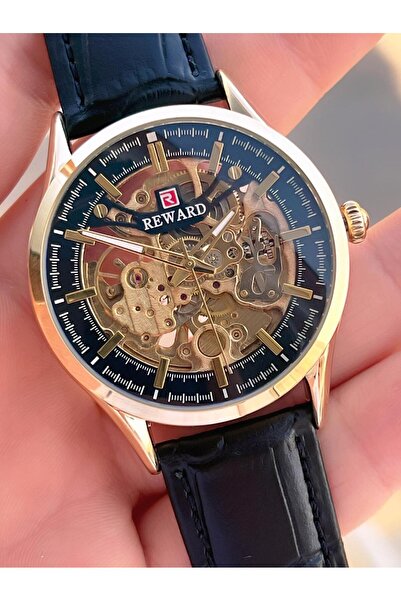 Reward Automatic Leather Cord 5 Atm Water Resistant Men's Wristwatch Vs.Blkt.0618