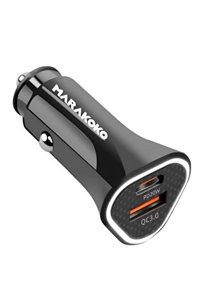 MARAKOKO شاحن سيارة سريع بقوة 38 واط. شاحن سيارة بمنفذين وباضائه انيقة. شاحن ...