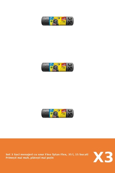 Fino Set 3 Saci menajeri cu snur Tytan Flex, 35 l, 15 bucati