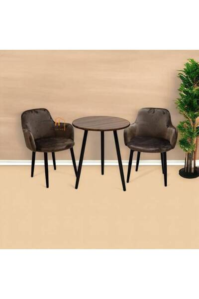Al Saada Home Limited Quantity Tea Table Set - 2 Chairs - Dark Brown
