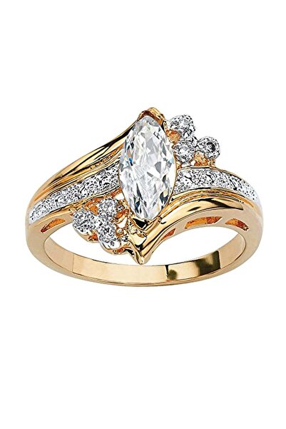 Palm Beach Jewelry Gold-Plated Marquise Cut Cubic Zirconia Engagement Anniversary Ring