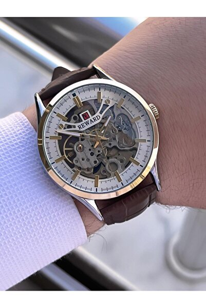 Reward Automatic Leather Cord 5 Atm Water Resistant Men's Wristwatch Vs.Blkt.0617