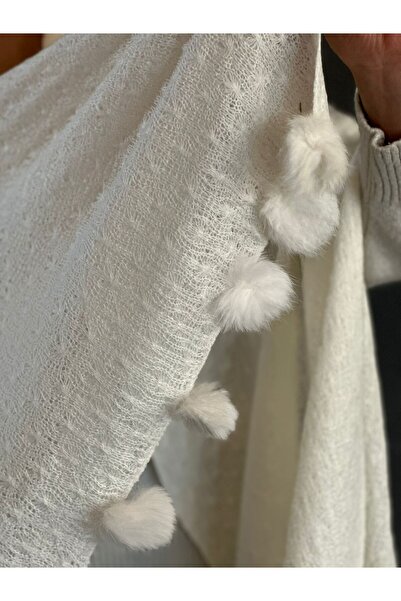 Gönülden Tasarım Pompon Knitted Women's Scarf Shawl 170X75 cm