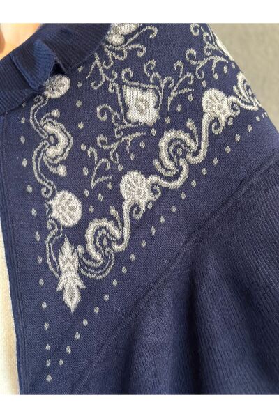 Gönülden Tasarım Ethnic Patterned Knitted Women's Shawl Poncho