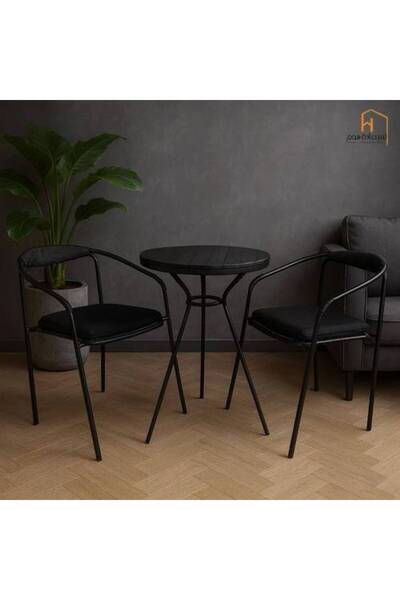 Al Saada Home Limited Quantity Tea Table Set - 2 Chairs - Black