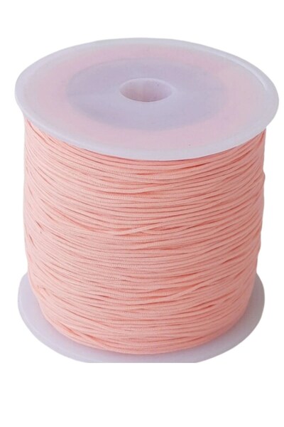 INURA GLOBAL حبل المظلة، حبل الحياكة لسوار المعصم 1 مم 50 متر سلمون