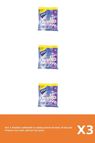 Aroxol Set 3 Pastile antimolii si antiacarieni 20 bucati