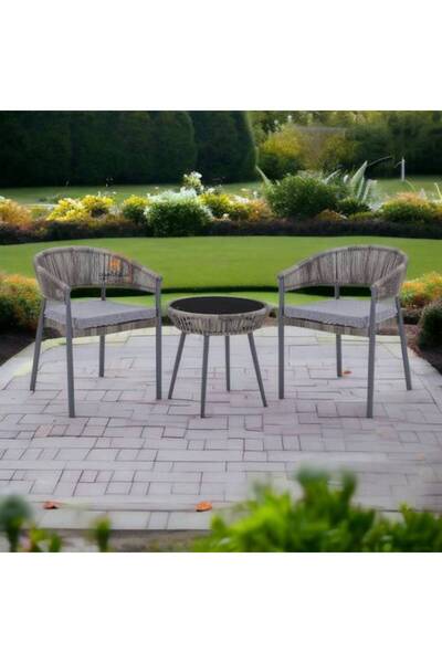 Al Saada Home Limited quantity tea table set - 2 chairs - Gray