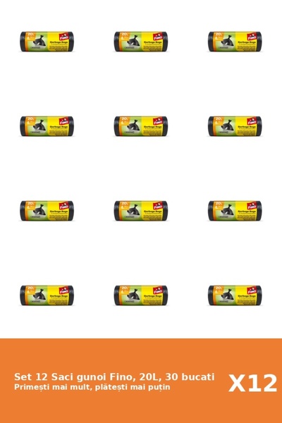 Fino Set 12 Saci gunoi Fino, 20L, 30 bucati