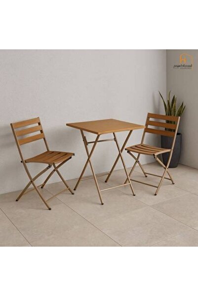 Al Saada Home Tea table set - 2 chairs - Dark Beige