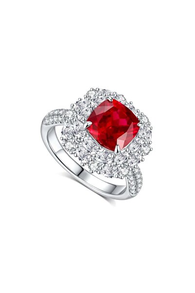 QUAINT 3-Carat Royal Red Square-Cut Lab-Grown Ruby Ring