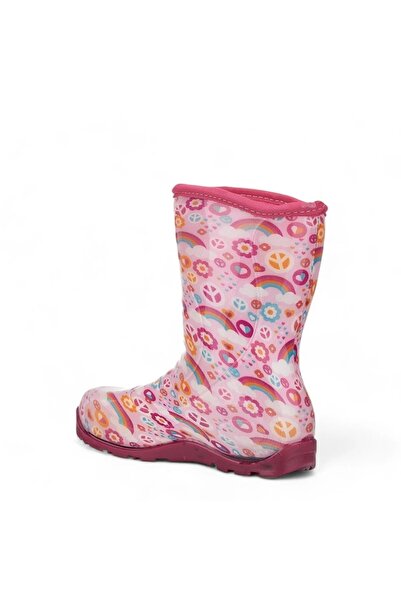 Tuğba Ortopedi 514 Μπότες βροχής με ζεστή επένδυση για κορίτσια προσχολικής ηλικίας, ροζ ουράνιο τόξο