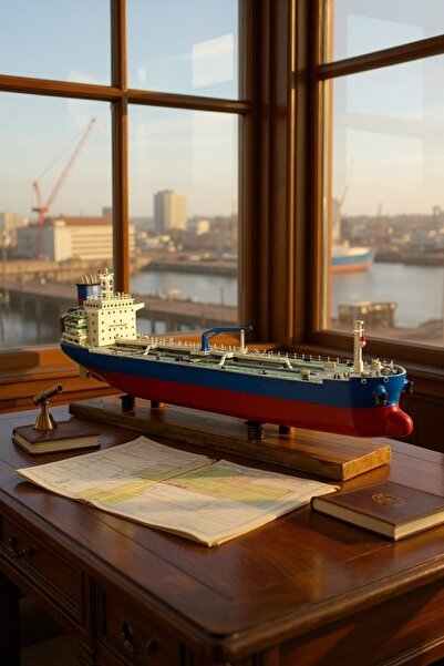 ESİ WOOD ART El Yapımı Ahşap 56 cm Yakıt Tankeri Gemi Maketi – Denizcilik Dek...