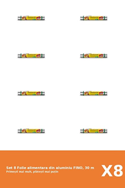 Fino Set 8 Folie alimentara din aluminiu FINO, 30 m