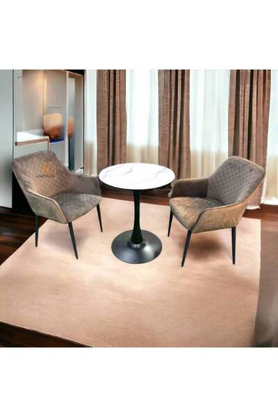 Al Saada Home Limited Quantity Tea Table Set - 2 Chairs - Brown