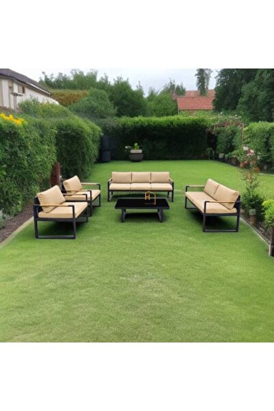 Al Saada Home Outdoor 7-seat set with table - Black & Brown