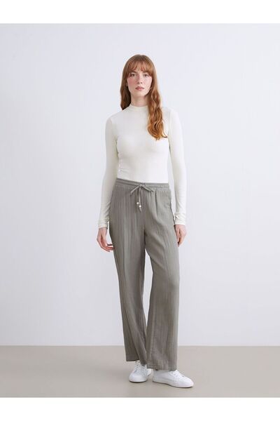 LC Waikiki Lcwaikiki Classic Elastic Waist Textured Muslin Women's Trousers