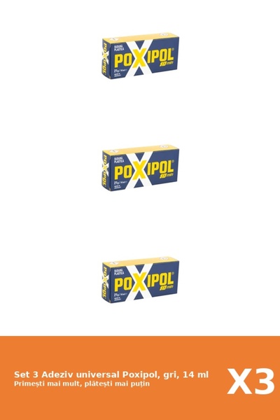 Poxipol Set 3 Adeziv universal Poxipol, gri, 14 ml