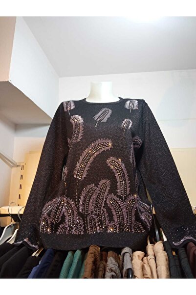 MODA Taşlı Simli Triko Bluz