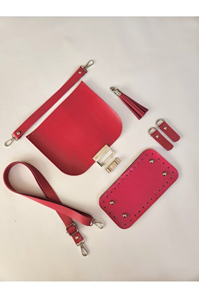 FERİHA HOBİ AKSESUAR طقم حقائب جلدية محبوكة بتفاصيل فضية 6 قطع